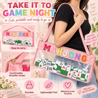 Sac de transport personnalisé en chenille avec lettres, étanche et durable, en PVC transparent, sac à bandoulière, sac de rangement portable, sac à main pour jeu de Mahjong standard NMJL
