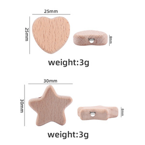 Nouvelle arrivée coeur étoile forme <span class=keywords><strong>bois</strong></span> de hêtre <span class=keywords><strong>perles</strong></span> de dentition couleur naturelle hochet en <span class=keywords><strong>bois</strong></span> jouet pour bébé molaire accessoires - Product Image 3