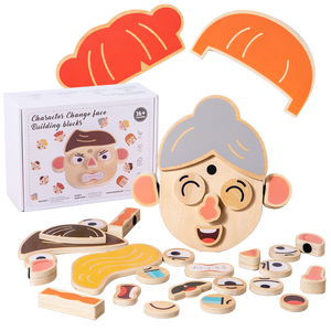 กระดานปริศนารูปสัตว์ทำจากไม้สำหรับเด็กพร้อมการแสดงออกทางสีหน้าการจับคู่การศึกษาในช่วงต้นและของเล่นทางปัญญา - Product Image 1