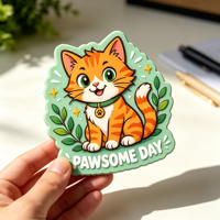 Autocollant en PVC épais personnalisé anti-rayures, motif chat kawaii, autocollant mignon auto-adhésif en PVC pour ordinateur portable, bouteille, planche à roulettes