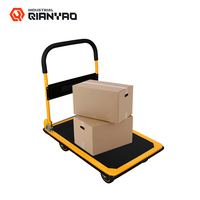 Carretilla Plegable Comercial con Gran Área de Carga, Carro de 4 Ruedas Giratorias, Carretilla de Mano Resistente para Logística