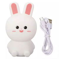 Lampe de chevet rechargeable LED en forme de lapin télécommandée, veilleuse douce en silicone RGB pour enfants et bébés