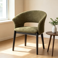 Chaise de salle à manger ergonomique avec accoudoirs, structure en bois massif, revêtement en velours, design moderne pour la maison, l'hôtel et l'appartement