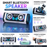 Altavoz Inalámbrico OEM V18, Portátil, con Luces LED RGB, Función de Reloj, Bajos Potentes, para Exteriores, Bluetooth