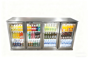 NE-400CS-8 Stainless Steel under counter 4 glass doors Digital display Air Cooled Energy Star back <b>Bar</b> Cooler - Product Image 4