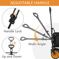 Chariot pliable en aluminium YILU avec poignée réglable 160L Chariot de camping d'extérieur à quatre roues Chariot de jardin Plage Rangement Outils