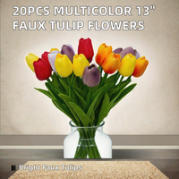 20 faux tulipes artificielles multicolores, grand bouquet décoratif