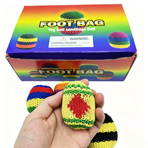 Sac à pieds coloré en crochet, jouet anti-stress en forme de ballon tricoté à la main, sac de sable doux à presser pour le jeu - Product Image 4