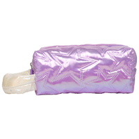Sac de toilette matelassé de luxe en nylon brillant, imperméable, portable, pour femme, motif floral uni, idéal pour les voyages - Promotion