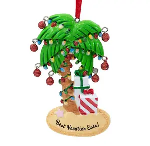 Personalized Beach Ornament, Palm Tree Beach Christmas Ornament