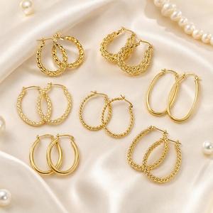 Jewelry Fashion Elegant Simple 14k Gold <b>Earring</b> Womens Luxury Crystal CZ Hoop <b>Earring</b> - Product Image 5
