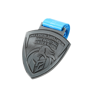 Medaglia personalizzata personalizzata Logo personalizzato con stampa Logo medaglie sportive in metallo argento antico medaglia di pallacanestro per adolescenti delle scuole superiori per il gioco - Product Image 2