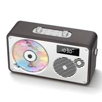 Système de lecteur CD portable rétro en cuir de qualité supérieure avec radio FM |   USBAUX LP-103 Télécommande rechargeable pour la maison/l'extérieur