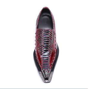 Tendencia de moda Cabeza de hierro Vino rojo Negro brillante Primavera y otoño Moda Zapatos de hombre Peluquería Club nocturno británico Show - Product Image 5
