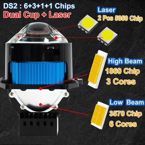 YHKOMS <span class=keywords><strong>DS2</strong></span> 90W 9000LM LED láser coche faro modificación Kit 3 pulgadas doble láser proyector lente 6500K Color 12V bi-coche - Product Image 3