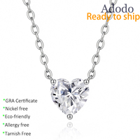 Collier en moissanite taille cœur VVS D GRA 1 carat, minimaliste, en argent sterling 925, facile à assortir, bijoux à porter au quotidien, vente en gros