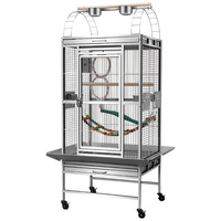 Cage à oiseaux en acier inoxydable extra large, style éclectique, pour l'élevage d'oiseaux en intérieur, structure spacieuse, acier inoxydable extra large
