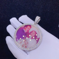 Pendentif cadre photo personnalisé en argent sterling, serti de diamants Moissanite, style Hip Hop