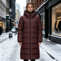 Veste longue matelassée décontractée pour femme, printemps-hiver, isolante, respirante, coupe-vent, à capuche zippée, unie, pour l'extérieur