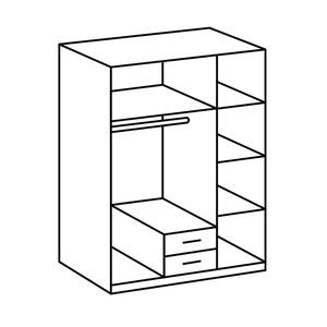Hot <strong>Sale</strong> One <strong>Mirrored</strong> <strong>Wardrobe</strong> 4 Shelves 2 Drawers Grey Bedroom Home Storage Durable Furniture <strong>Wardrobe</strong> with Mirror - Product Image 3