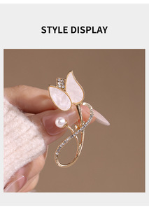 Broche de perla de circón de tulipán, broche coreano de lujo para mujer, alfileres de joyería de ramillete de Collar de alta calidad - Product Image 5