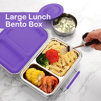 Aohea Boîte à lunch en acier inoxydable 304 à 2 compartiments pour que vous puissiez manger en toute tranquillité et la transporter facilement.