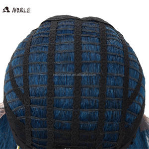 Peluca de pelo largo con malla frontal, pelo sintético liso sedoso, color azul oscuro, productos chinos de calidad - Product Image 5