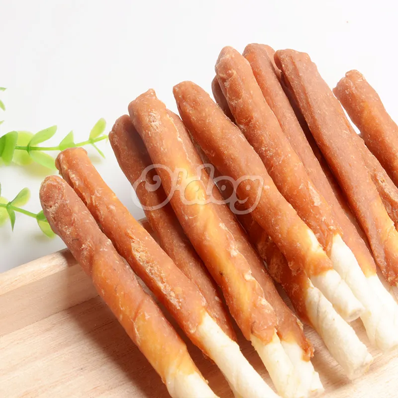 Oem Dog Treat Food Salmon Wrap Rawhide Stick Dental Dog Treat Pet Snacks Dog Treats Salmón