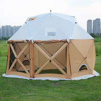 Tenda Camping Keluarga Besar 8-10 Orang Lipat Mewah Empat Musim, Anti Air 1000-1500mm, Kain Oxford 210D, Rangka Besi