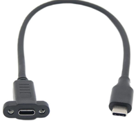 Câble de montage sur panneau USB 3.1 Type-C mâle à femelle avec rallonge à vis Câble de chargement de données isolé PVC/Nylon/PTFE