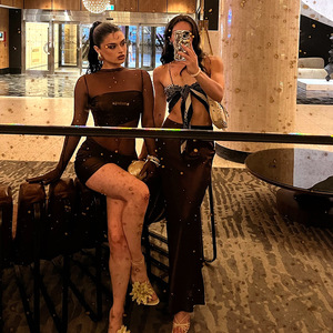 Nueva moda Halter Slim Fit Hip See Through Sexy vestido para damas <span class=keywords><strong>Mini</strong></span> longitud mujeres <span class=keywords><strong>vestidos</strong></span> <span class=keywords><strong>rojos</strong></span> - Product Image 6
