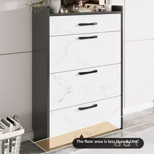 <span class=keywords><strong>Meuble</strong></span> <span class=keywords><strong>à</strong></span> <span class=keywords><strong>chaussures</strong></span> blanc en kit avec 4 étagères, grande capacité, organisateur de rangement en MDF pour couloir et espace derrière la porte - Product Image 3