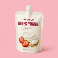 Pochette à yaourt personnalisée imprimée, sachet refermable de qualité alimentaire avec bec verseur, emballage de yaourt pour produits laitiers et petit-déjeuner, vente en gros
