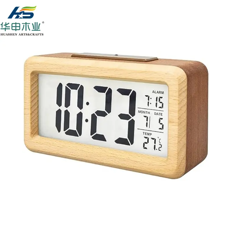 Multifuncional moderno cubo alarme configuração digitalwooden relógio levou madeira alarme digital madeira relógio