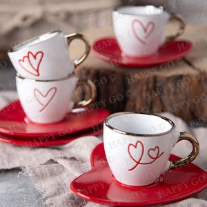 2026 thiết kế mới nhất chén gốm chiếc đĩa thiết lập tình yêu chủ đề cho ngày Valentine Vòng hàng ngày drinkware an toàn men đứng máy rửa chén an toàn - Product Image 2