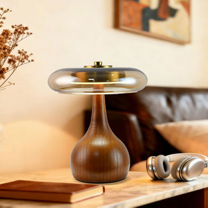 Modern LED Warm White Mini Night <strong>Light</strong> <strong>Table</strong> Lamps with Glass Shade &amp; Simple Wood AC Power for Home &amp; Hotel Decorations - Product Image 4