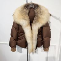 Manteau en duvet d'oie de haute qualité, design luxueux, mode automne-hiver, veste en duvet moelleux avec col en fourrure de renard