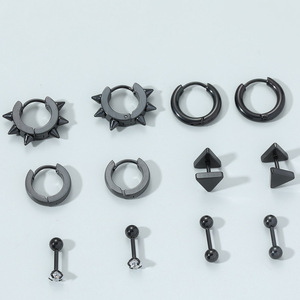 Pendientes de Acero Inoxidable con Remaches Estilo Punk, Diseño de Cono Puntiagudo, Unisex, con Púas de Dibujos Animados, de Titanio, Juego de Pendientes - Product Image 2
