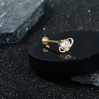 Topower 14 Karat massives Gold klar CZ Labret Knorpel Tragus Daith Ohr stecker Bauchnabel Nabel Nasenring Piercing Schmuck