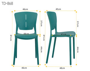 Modern Eco-Friendly Waterproof Durable Plastic <b>Stackable</b> Teal Color Dining <b>Chair</b> Home Furniture - Product Image 2