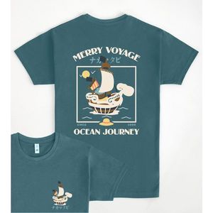 T-Shirt 'Merry Voyage Ocean Journey' Girocollo Manica Corta in Cotone Stampato Unisex per Adulti Maglietta Promozionale - Product Image 1