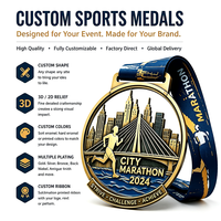 Médaille sportive personnalisée en alliage de zinc électroplaqué, impression UV 3D irrégulière, pour événements de marche/course/natation, cadeaux promotionnels