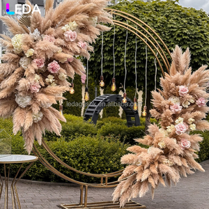 LEDA Wedding Decoration Custom Gold Metal Artificial Reed <b>Backdrop</b> <b>Stand</b> for Wedding Background Decoration - Product Image 2