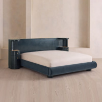 Meubles de luxe uniques en leur genre, chambre à coucher moderne, lit king size bleu avec tables de chevet intégrées