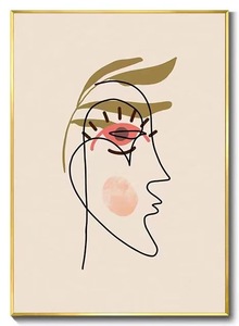 JZMorden decorazioni per la casa Nordic Abstract Women Face Poster opere d'arte figura minimalista e ritratto tela pittura con cornice - Product Image 2