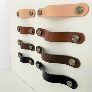 Manijas de puerta de cuero PU de estilo nórdico, manijas de cajones para armarios domésticos, manijas de cuero creativas a prueba de niños. - Product Image 4