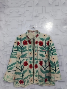 Hand Embroidered Suzani Woven Winter Boho Women's Floral <b>Kantha</b> Quilted Eco-Friendly Cotton <b>Jacket</b> Artisan Handmade - Product Image 6