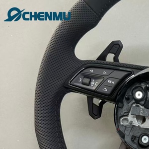 VENTE FLASH Volant sport en cuir à fond plat pour <span class=keywords><strong>Audi</strong></span> S6 S7 A4 A5 A6 A7 Q3 Q5 A3 S3 Amélioré <span class=keywords><strong>Noir</strong></span> Direct Usine Durable - Product Image 3