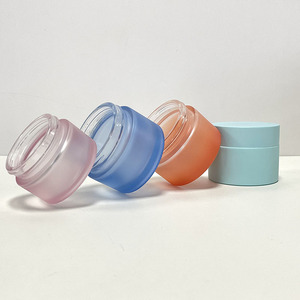 Luxury <b>Orange</b> Glass Cosmetic Jar 50g 30g with Rose Gold Lid Empty Frosted Face Cream Jar Skincare Container Packaging Wholesale - Product Image 4