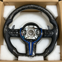 Volant sport personnalisé pour modèles BMW F10 F18 F11 M6 M3 M4 M5 E81 F20 Bleu F30 E90 Forgé en fibre de carbone véritable